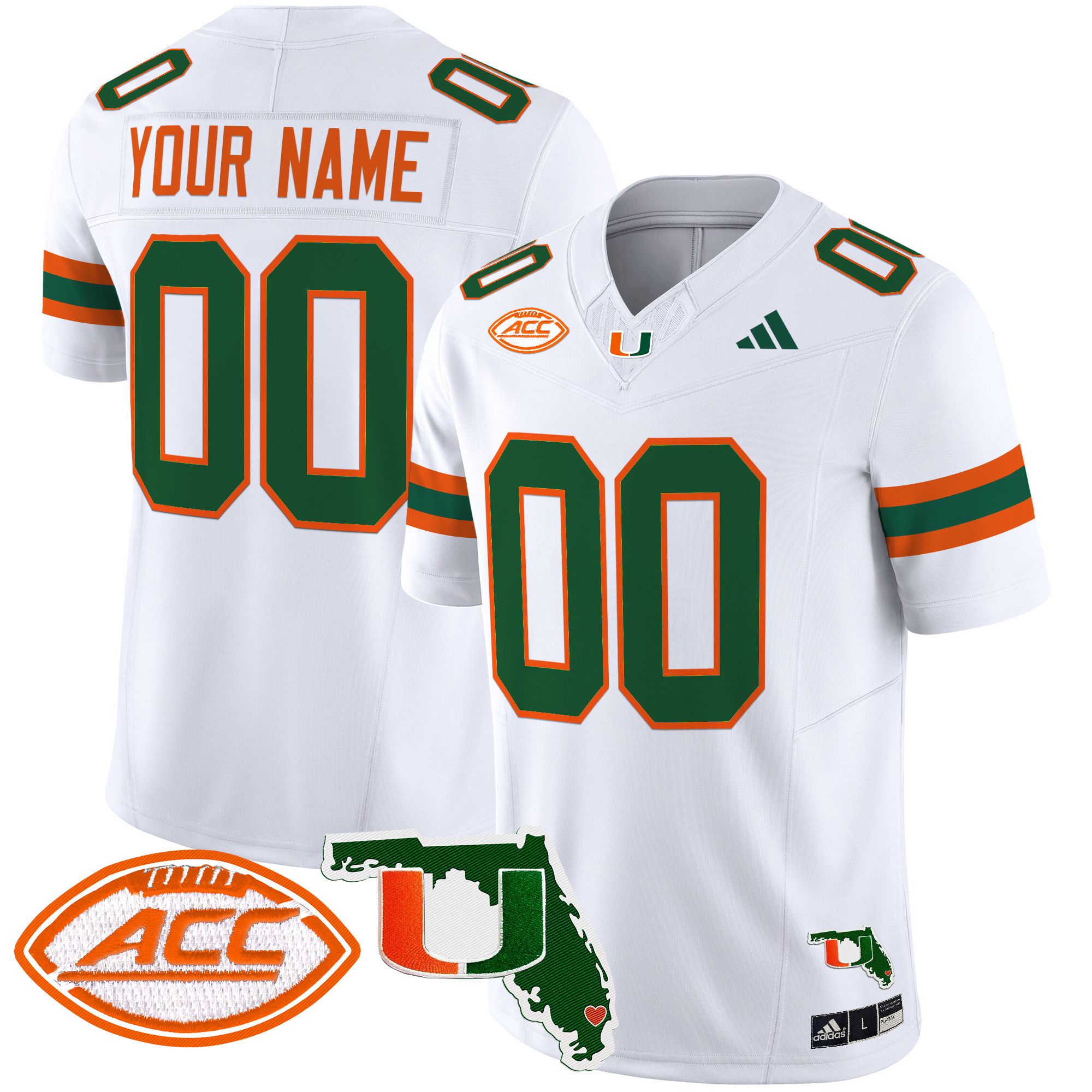 Men Miami Hurricanes White 2024 Florida Patch Vapor Limited Custom NCAA Jersey